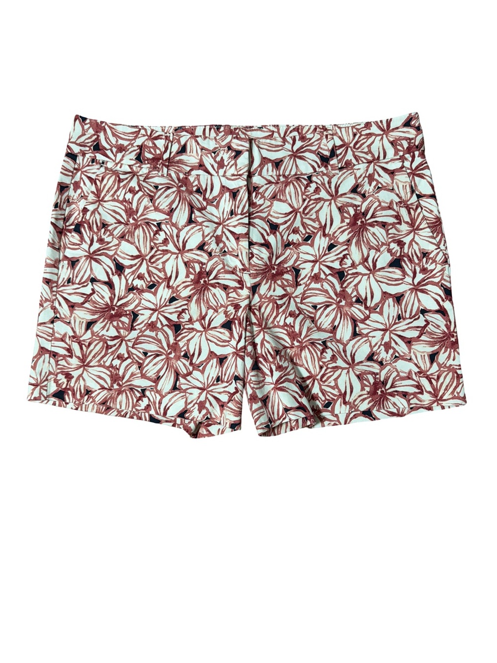 Ann Taylor White and Rust Floral Bermuda Shorts